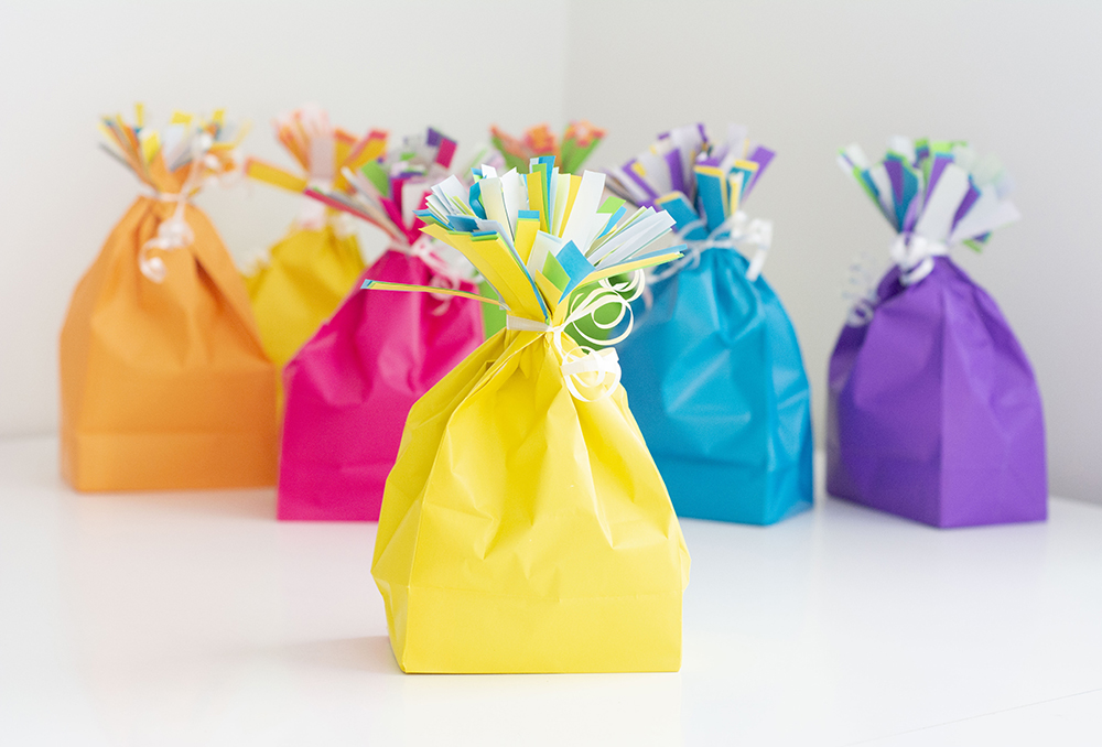 water paper sack piñatas rainbow