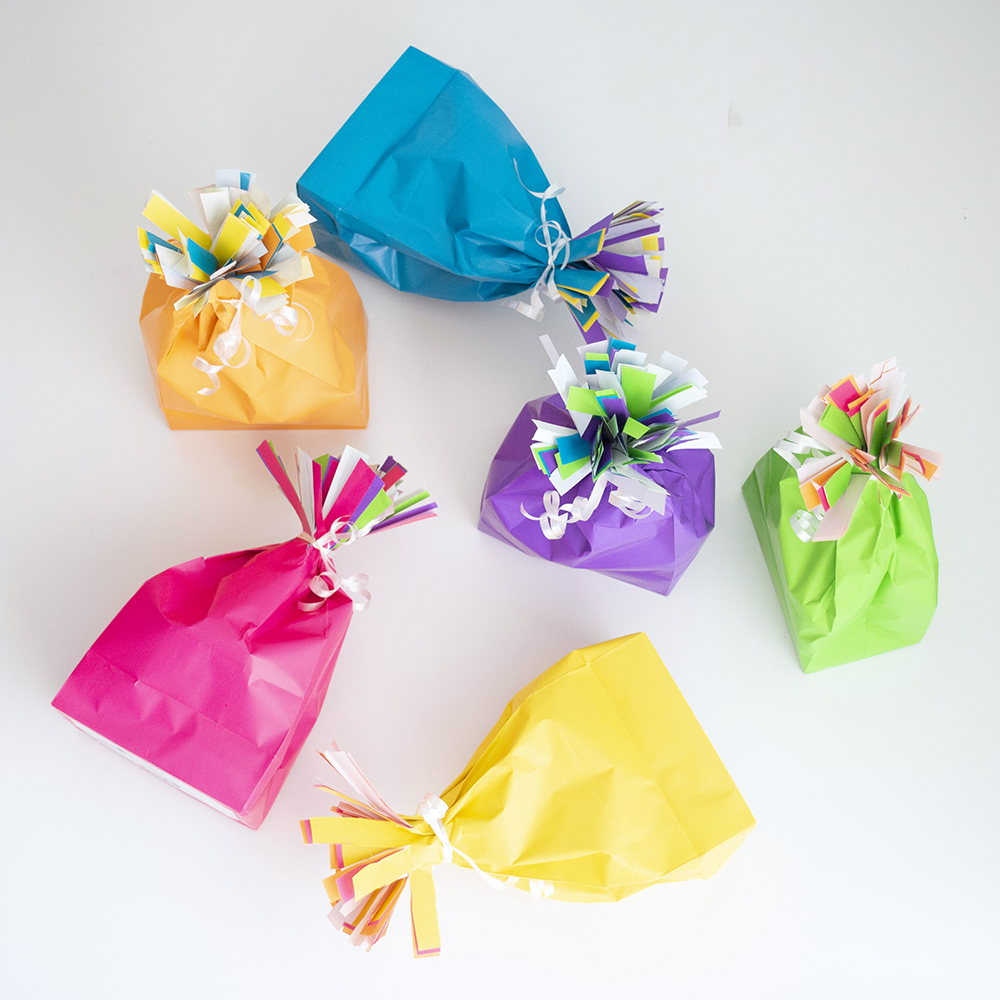 water paper sack piñatas square