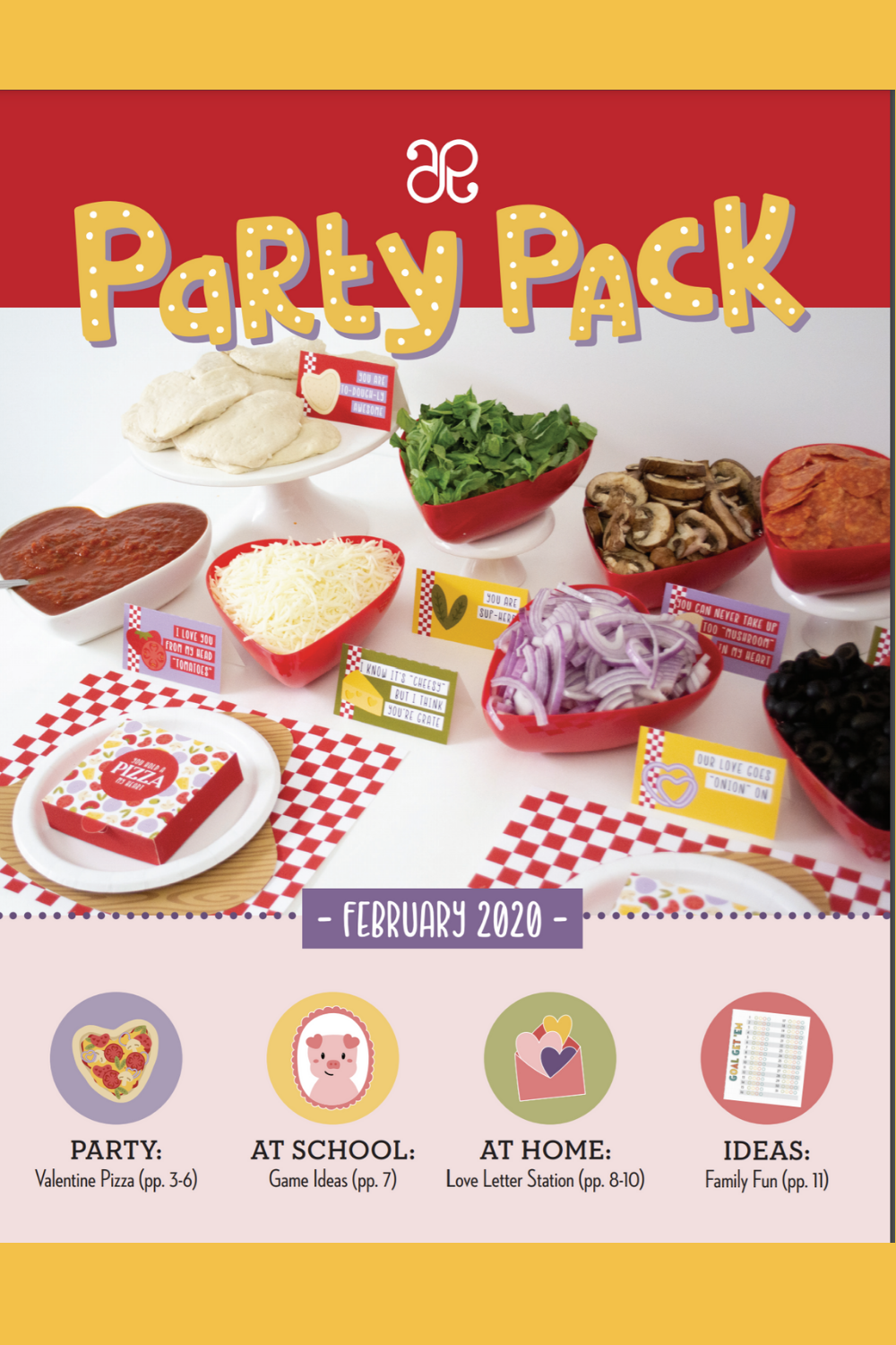This Party Pack is a “You Hold a Pizza My Heart” pizza party that’s perfect for Valentine’s Day. A collection of crafts, activities, and games make up this You Hold a Pizza My Heart Party Pack.