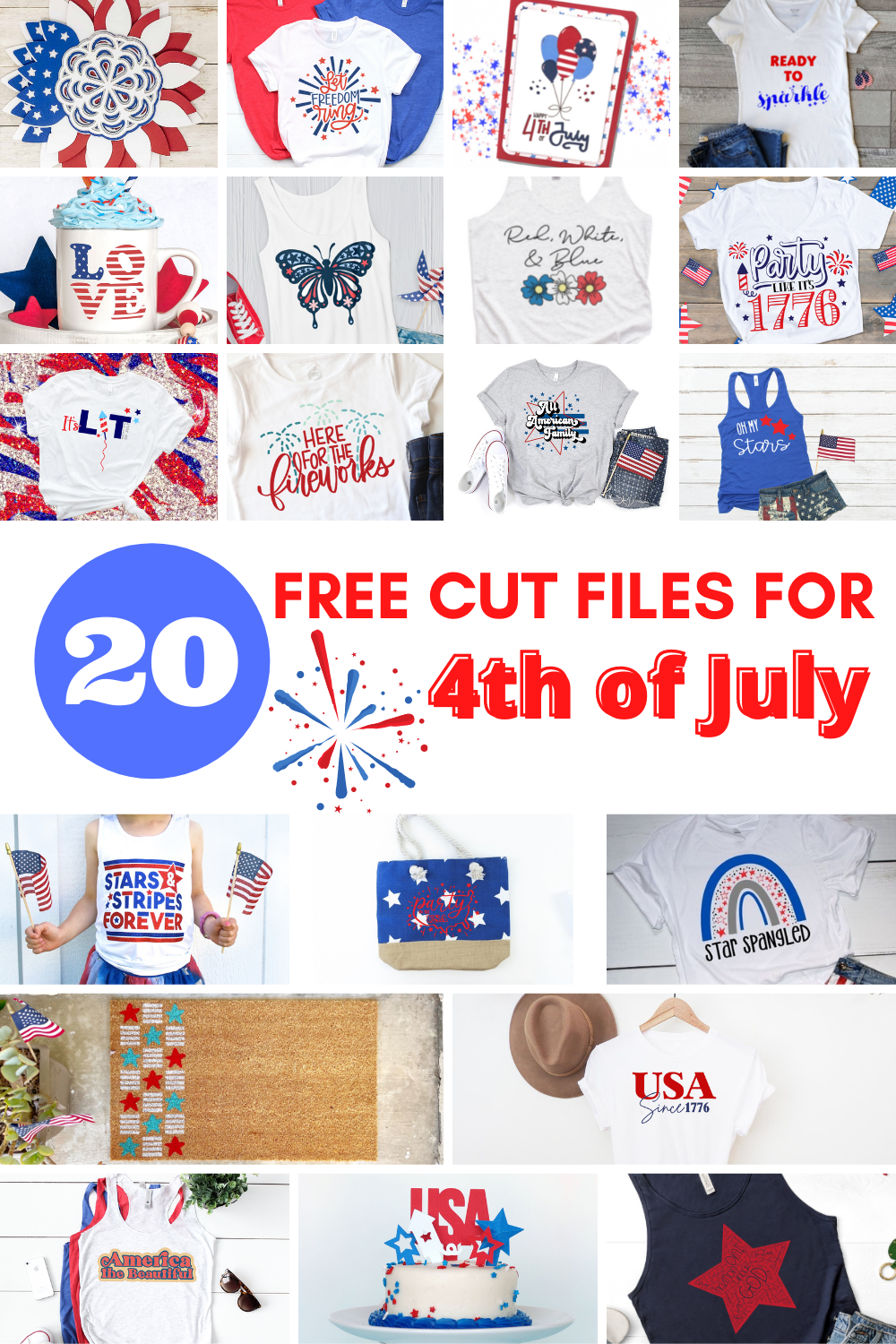 20 free cut files for 4th of July.