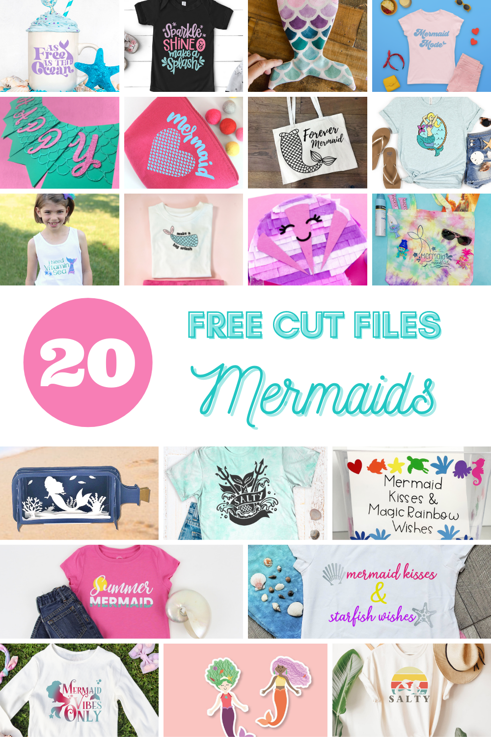 FREE print and cut mermaid SVG. Make the perfect mermaid party decorations with these print and cut mermaid cut files.