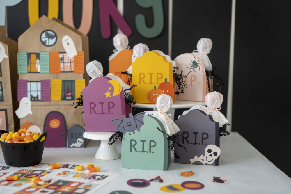 The Ghosts in the Graveyard Halloween Party Pack is full of fun Halloween activities to do all month long with your family or to use as party decorations.
